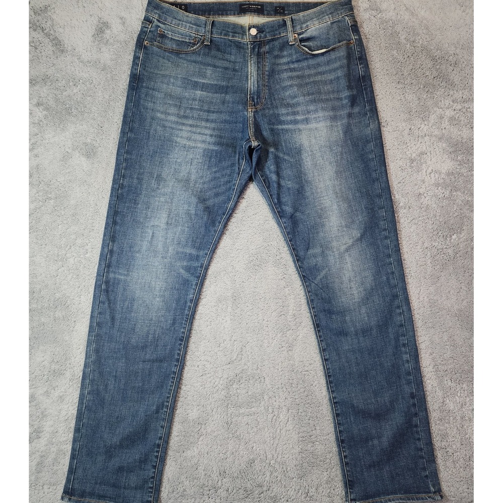 Lucky Brand 410 Jeans Mens 40x34 Blue Athletic Slim Fit Whiskered Stretch Casual